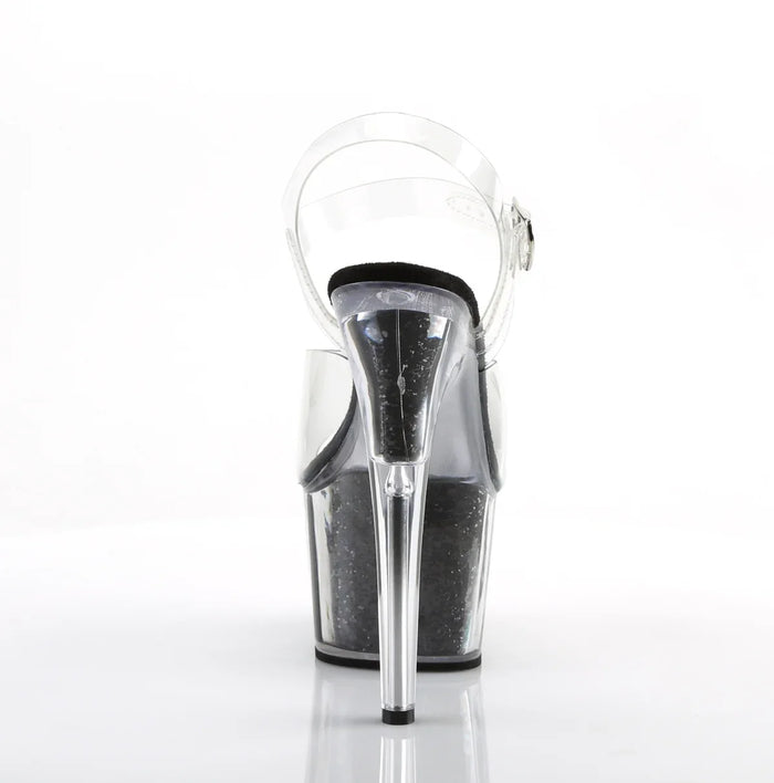 Tacones Pleaser ADORE-708G Transparente Negro Purpurina