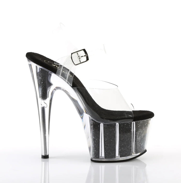 Tacones Pleaser ADORE-708G Transparente Negro Purpurina