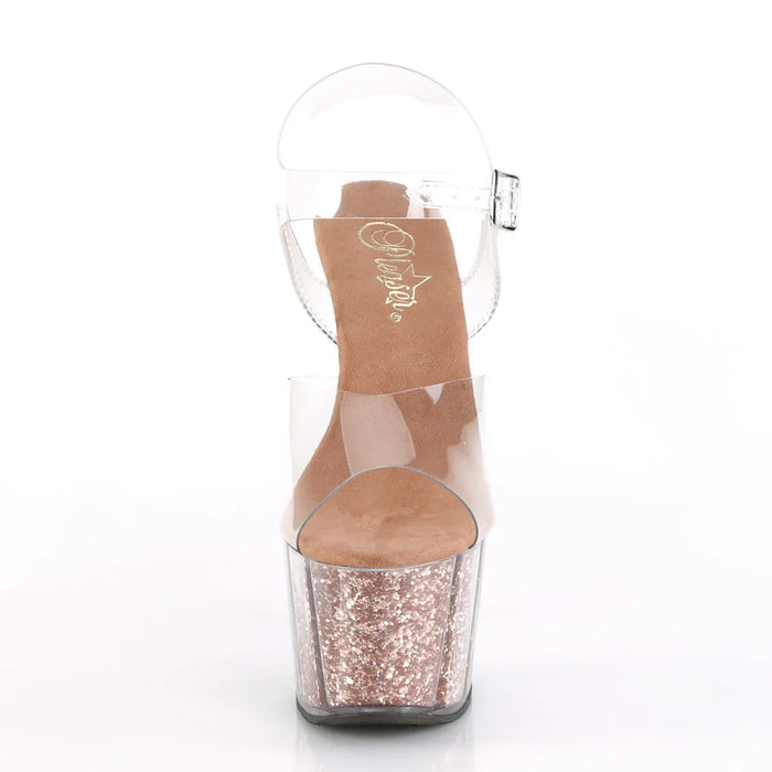 Tacones Pleaser ADORE-708G Transparente Oro Rosa