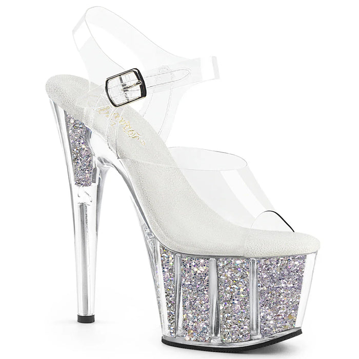 Tacones Pleaser ADORE-708G Transparente Plata Purpurina