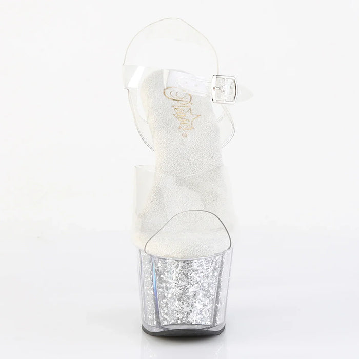 Tacones Pleaser ADORE-708G Transparente Plata Purpurina