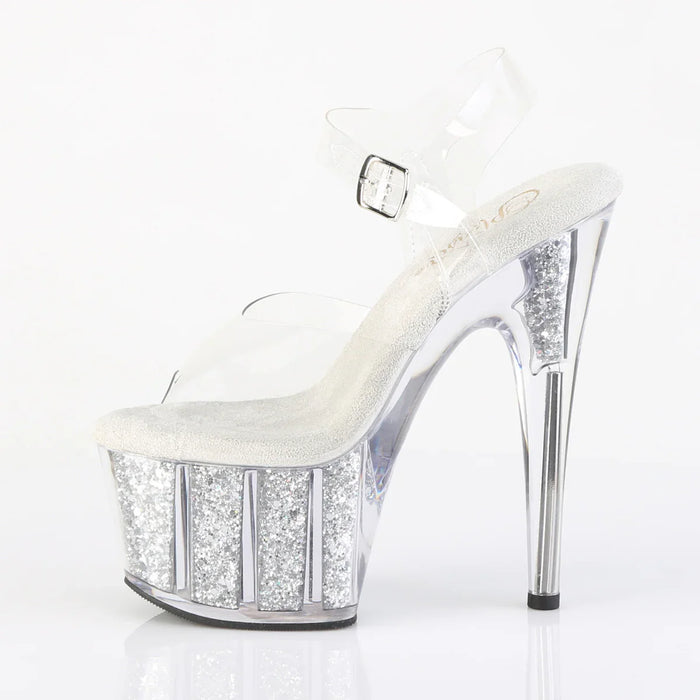 Tacones Pleaser ADORE-708G Transparente Plata Purpurina