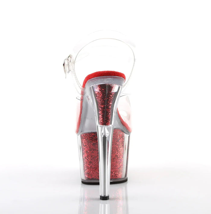 Tacones Pleaser ADORE-708G Transparente Rojo Purpurina