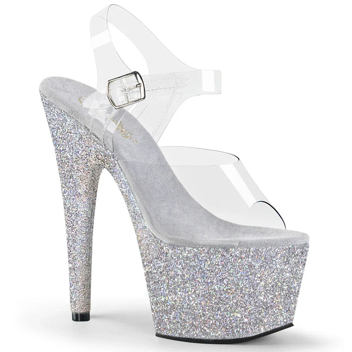 Tacones Pleaser ADORE-708HMG Transparente Plata Purpurina