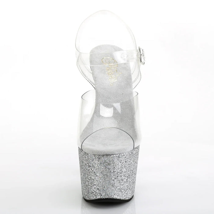 Tacones Pleaser ADORE-708HMG Transparente Plata Purpurina