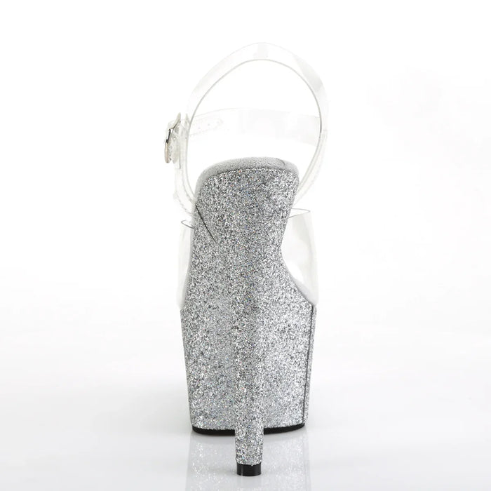 Tacones Pleaser ADORE-708HMG Transparente Plata Purpurina