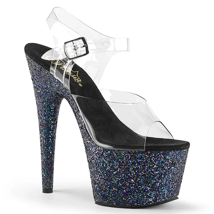 Tacones Pleaser ADORE-708LG Transparente Negro Purpurina