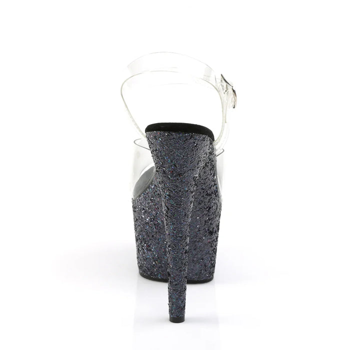 Tacones Pleaser ADORE-708LG Transparente Negro Purpurina