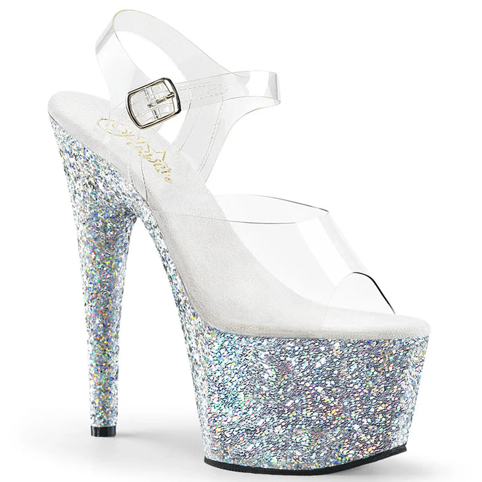 Tacones Pleaser ADORE-708LG Transparente Plata Purpurina