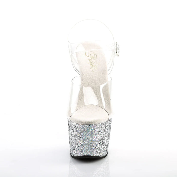 Tacones Pleaser ADORE-708LG Transparente Plata Purpurina