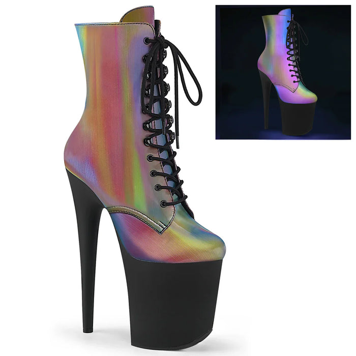 Tacones Pleaser FLAMINGO-1020REFL Rainbow Reflective Negro