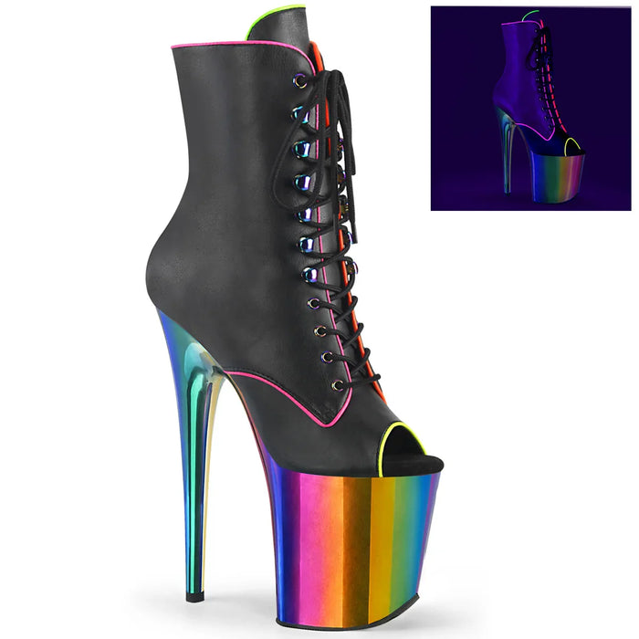 Tacones Pleaser FLAMINGO-1021RC-02 Negro Charol Rainbow