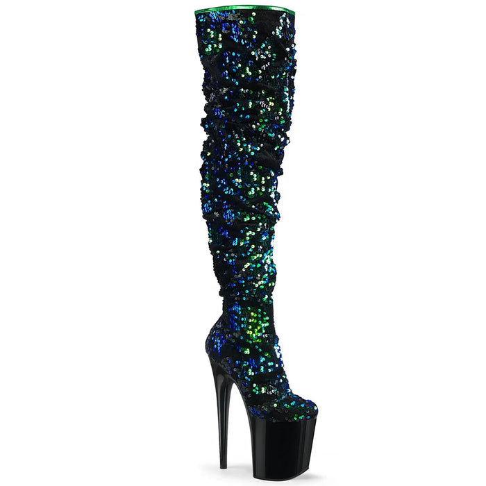 Tacones Pleaser FLAMINGO-3004 Verde Iridescent Sequins
