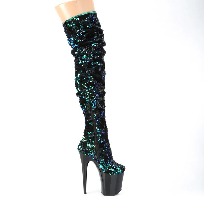 Tacones Pleaser FLAMINGO-3004 Verde Iridescent Sequins