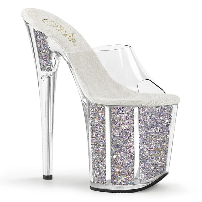 Tacones Pleaser FLAMINGO-801G Transparente Plata Purpurina