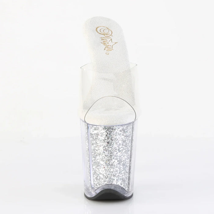 Tacones Pleaser FLAMINGO-801G Transparente Plata Purpurina