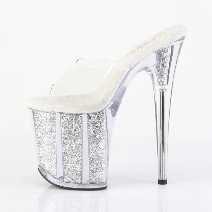 Tacones Pleaser FLAMINGO-801G Transparente Plata Purpurina