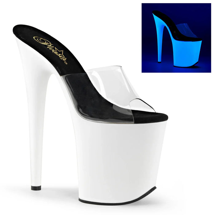 Tacones Pleaser FLAMINGO-801UV Transparente Neon Blanco