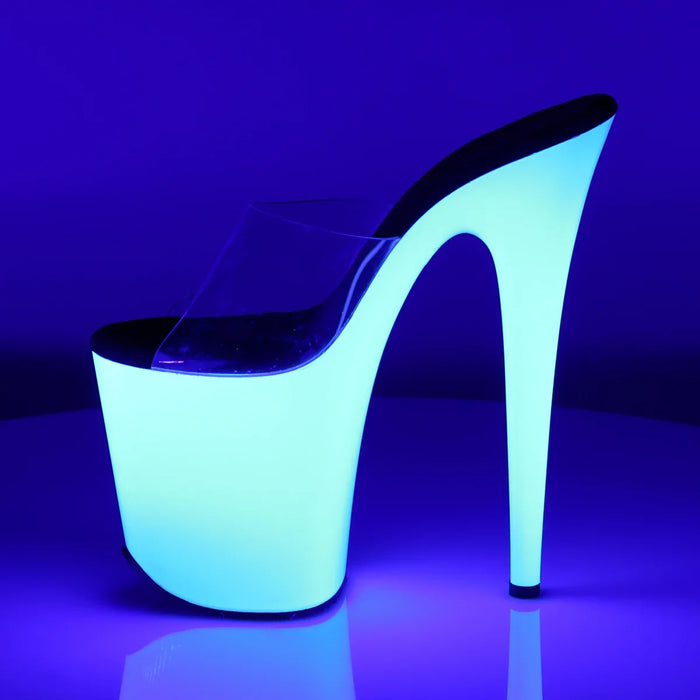 Tacones Pleaser FLAMINGO-801UV Transparente Neon Blanco