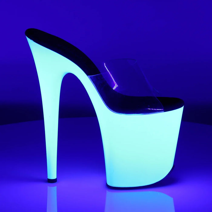 Tacones Pleaser FLAMINGO-801UV Transparente Neon Blanco