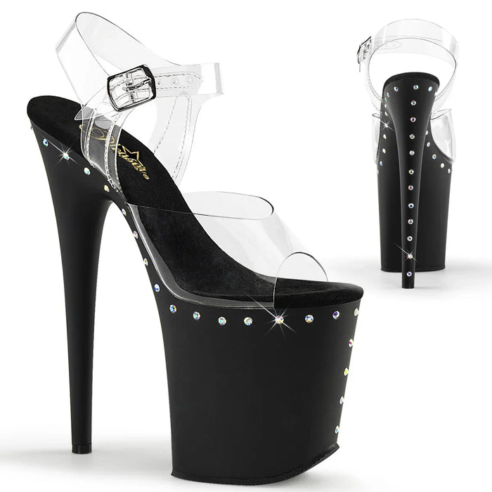 Tacones Pleaser FLAMINGO-808ABLS Transparente Negro Mate