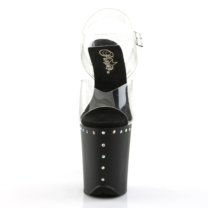 Tacones Pleaser FLAMINGO-808ABLS Transparente Negro Mate