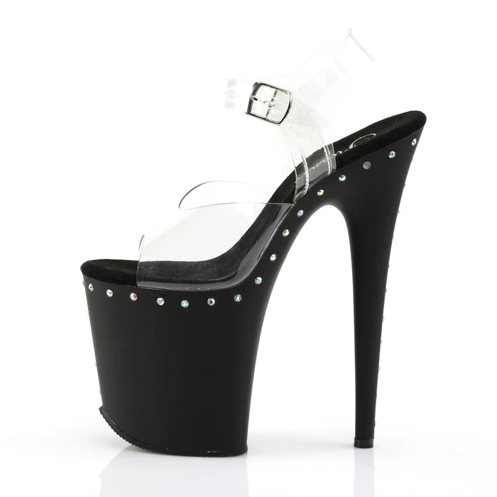Tacones Pleaser FLAMINGO-808ABLS Transparente Negro Mate