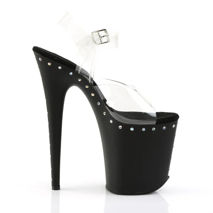 Tacones Pleaser FLAMINGO-808ABLS Transparente Negro Mate