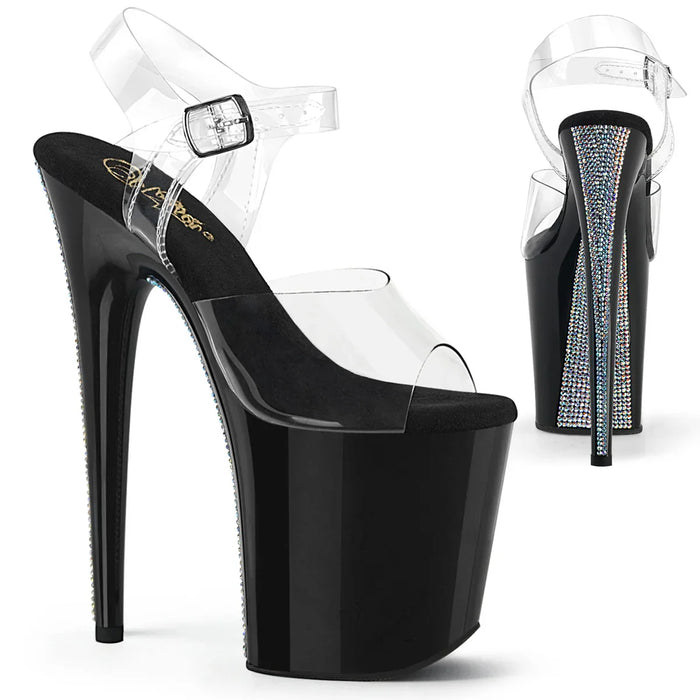 Tacones Pleaser FLAMINGO-808CRS-2 Transparente Negro Plata