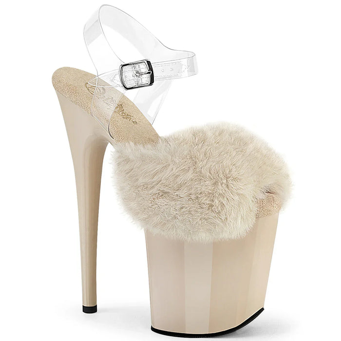 Tacones Pleaser FLAMINGO-808FUR Crema Faux Fur