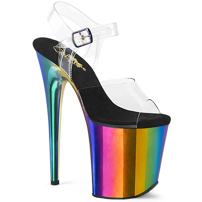 Tacones Pleaser FLAMINGO-808RC Transparente Rainbow Cromo