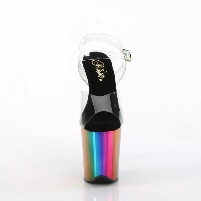 Tacones Pleaser FLAMINGO-808RC Transparente Rainbow Cromo