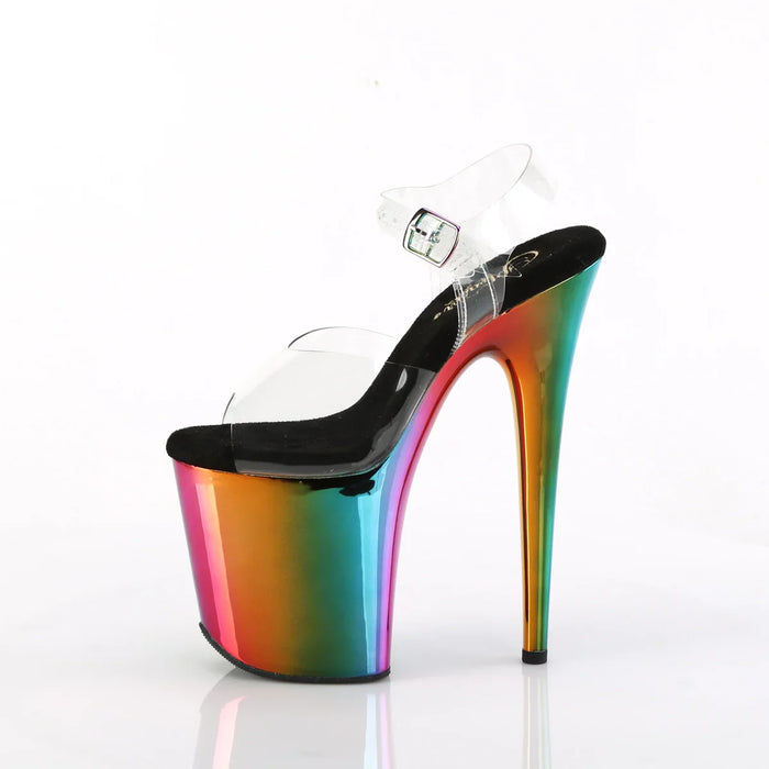 Tacones Pleaser FLAMINGO-808RC Transparente Rainbow Cromo