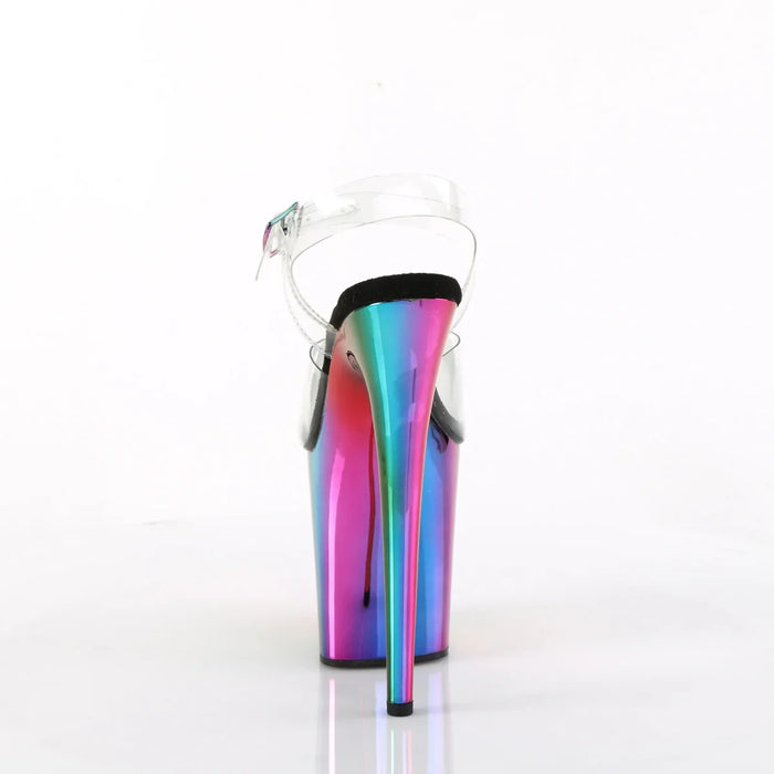 Tacones Pleaser FLAMINGO-808RC Transparente Rainbow Cromo
