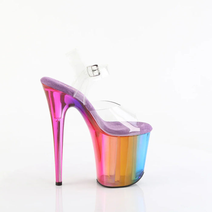 Tacones Pleaser FLAMINGO-808RMT Transparente Rainbow Misty