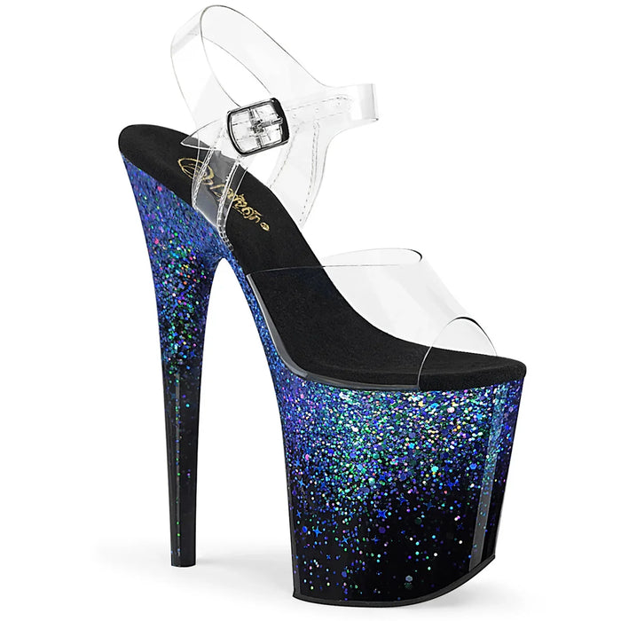 Tacones Pleaser FLAMINGO-808SS Transparente Negro Azul