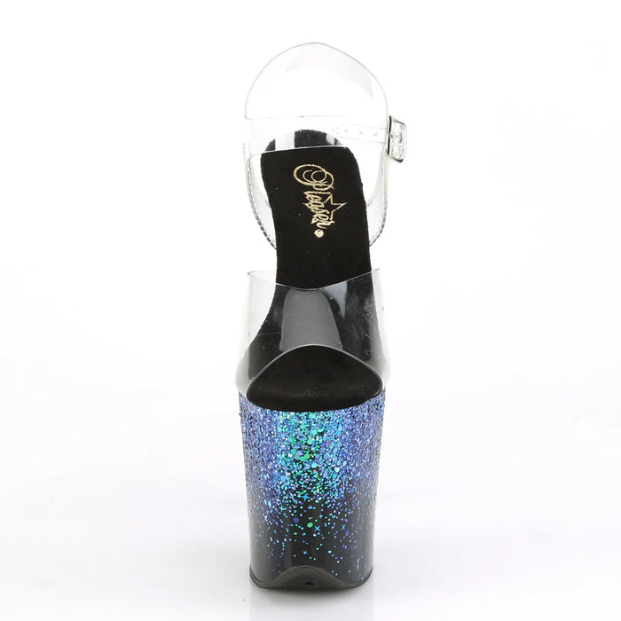Tacones Pleaser FLAMINGO-808SS Transparente Negro Azul
