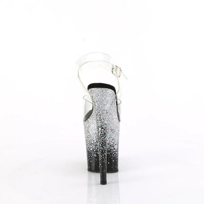 Tacones Pleaser FLAMINGO-808SS Transparente Negro Plata