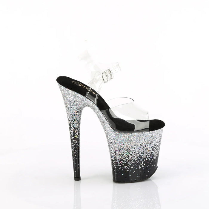 Tacones Pleaser FLAMINGO-808SS Transparente Negro Plata