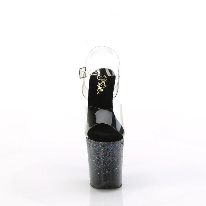 Tacones Pleaser FLAMINGO-808SS Transparente Negro Purpurina