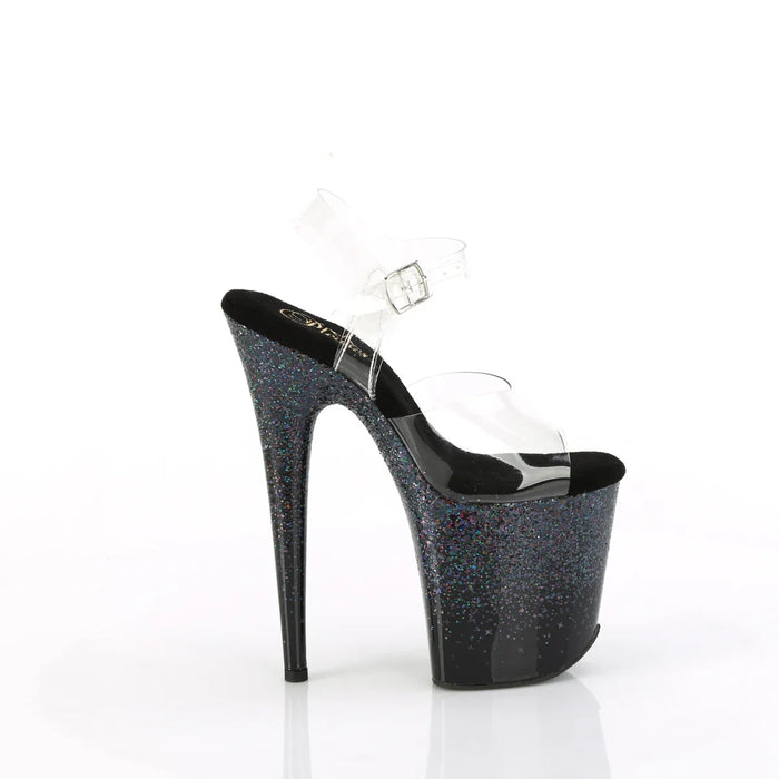 Tacones Pleaser FLAMINGO-808SS Transparente Negro Purpurina