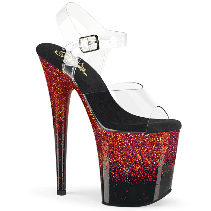 Tacones Pleaser FLAMINGO-808SS Transparente Negro Rojo