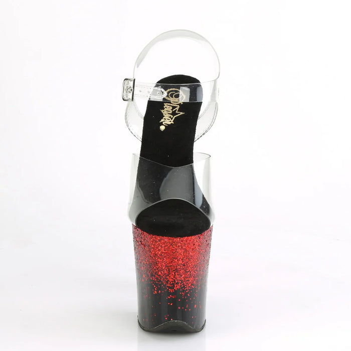 Tacones Pleaser FLAMINGO-808SS Transparente Negro Rojo