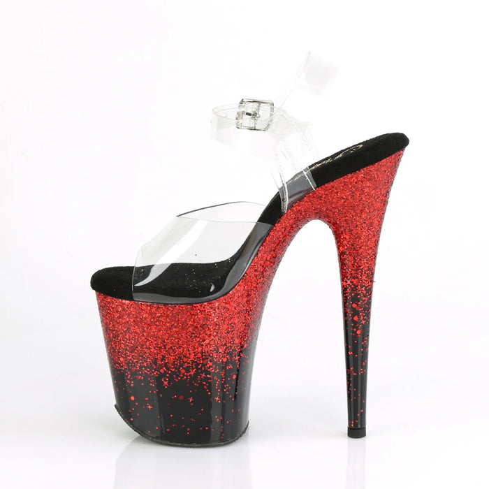 Tacones Pleaser FLAMINGO-808SS Transparente Negro Rojo