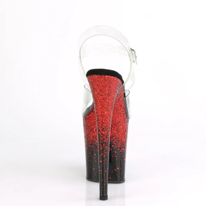 Tacones Pleaser FLAMINGO-808SS Transparente Negro Rojo