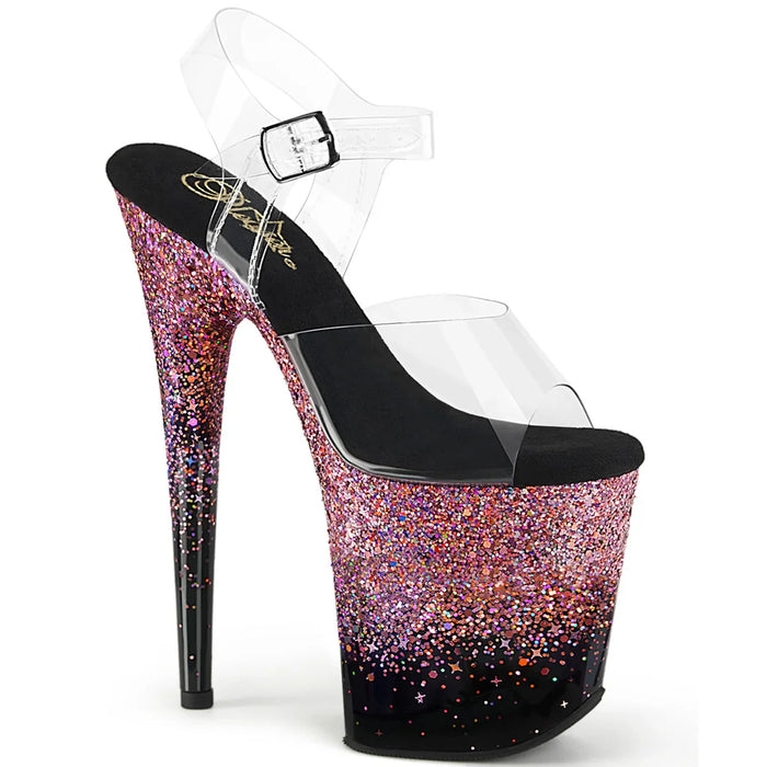 Tacones Pleaser FLAMINGO-808SS Transparente Negro Rosa