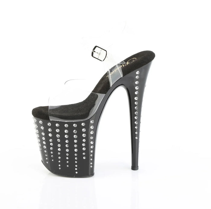 Tacones Pleaser FLAMINGO-808TDRS Transparente Negro Plata
