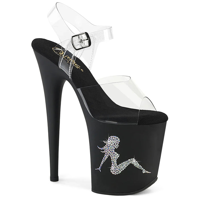 Tacones Pleaser FLAMINGO-808TGRS Transparente Negro Plata