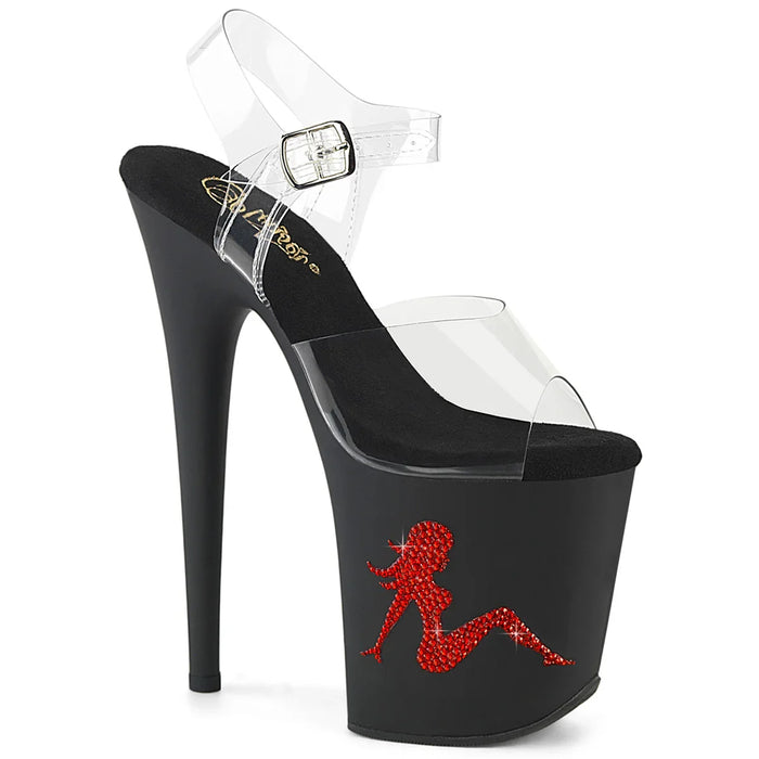 Tacones Pleaser FLAMINGO-808TGRS Transparente Negro Rojo