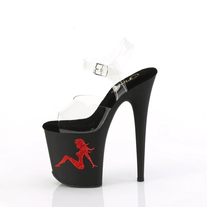 Tacones Pleaser FLAMINGO-808TGRS Transparente Negro Rojo